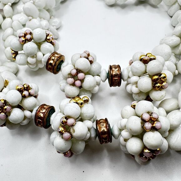 Luisa Conti Milk Glass Necklace Vintage 1970’s Italian Designer 4 Strand FLAWED - Picture 6 of 16